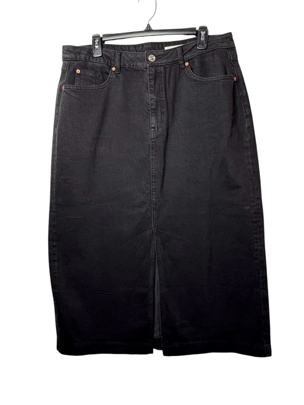 Black High-Waist Pencil Denim Skirt